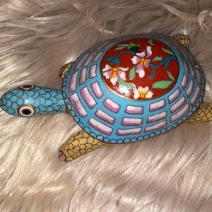 VTG. Cloisonne Turtle Trinket Box